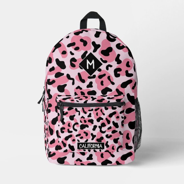 Monogramm hübsch und süße Tier Muster Rosa Bedruckter Rucksack (Vorderseite)