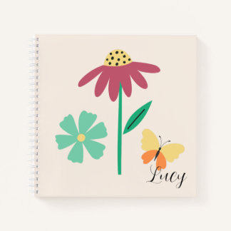 Monogramm hübsche Botanik für Mädchen rosa Notizbuch