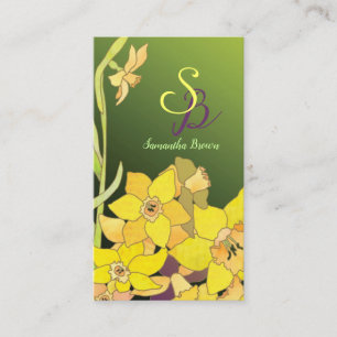 Monogramm hübsche Daffodien Visitenkarte
