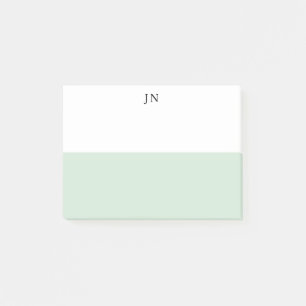 Monogramm hübsche grüne Pastell-Weiß-Farbbblock Post-it Klebezettel