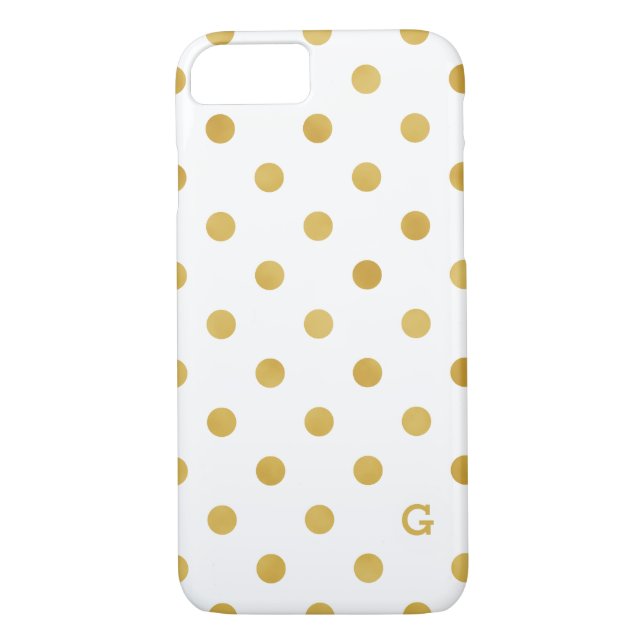Monogramm hübsche Pollenmuster aus Gold und Weiß Case-Mate iPhone Hülle (Rückseite)