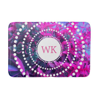 Monogramm-hübsche rosa und lila saftige Kunst Badematte