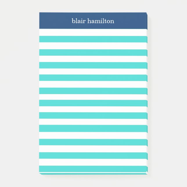Monogramm Hübscher Streifen Post-it Klebezettel (Vorderseite)