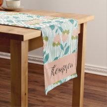 Monogramm Hübsches Retro botanisch mit Streifen bl