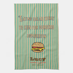 Monogramm hübsches Retro-Muster mit süßem Hamburge Geschirrtuch