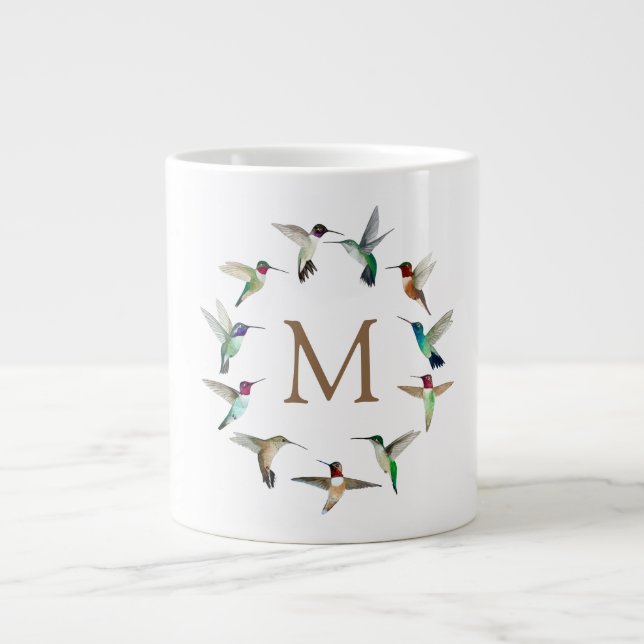 Monogramm Hummingvögel Jumbo-Tasse (Vorderseite)
