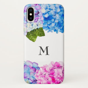 Monogramm Hydrangea-BlumenAquarell-Malerei Case-Mate iPhone Hülle