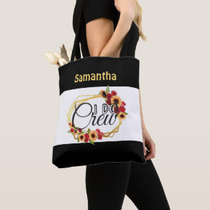 Monogramm I Do Crew Sonnenblumen Rosen Brautparty Tasche