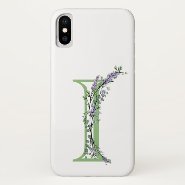 Monogramm I Lavendel Eucalyptus Case-Mate iPhone Hülle (Rückseite)