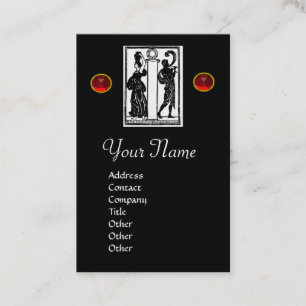 Monogramm i Letter, Antique Figures Red Schwarz-we Visitenkarte