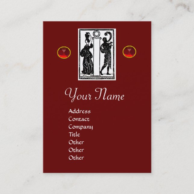 Monogramm i Letter, Antique Figures Red Schwarz-we Visitenkarte (Vorderseite)