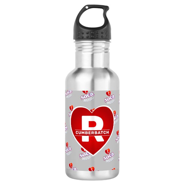 MONOGRAMM I  LIEBE SOCA auf GRAU Edelstahlflasche (Vorderseite)