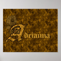Monogramm Ihr Name Initial A Gold Peony Poster