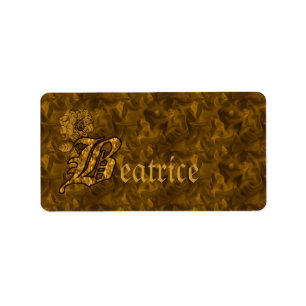 Monogramm Ihr Name Initial B Gold Peony Label Adressaufkleber
