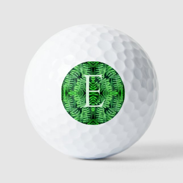 Monogramm Ihre Anfangsbuchstaben Grüne Farne Perso Golfball (Vorderseite)
