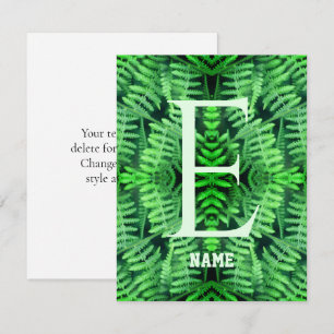 Monogramm Ihre Anfangsbuchstaben Grüne Farne Perso Mitteilungskarte