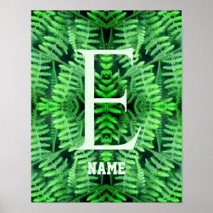 Monogramm Ihre Anfangsbuchstaben Grüne Farne Perso Poster