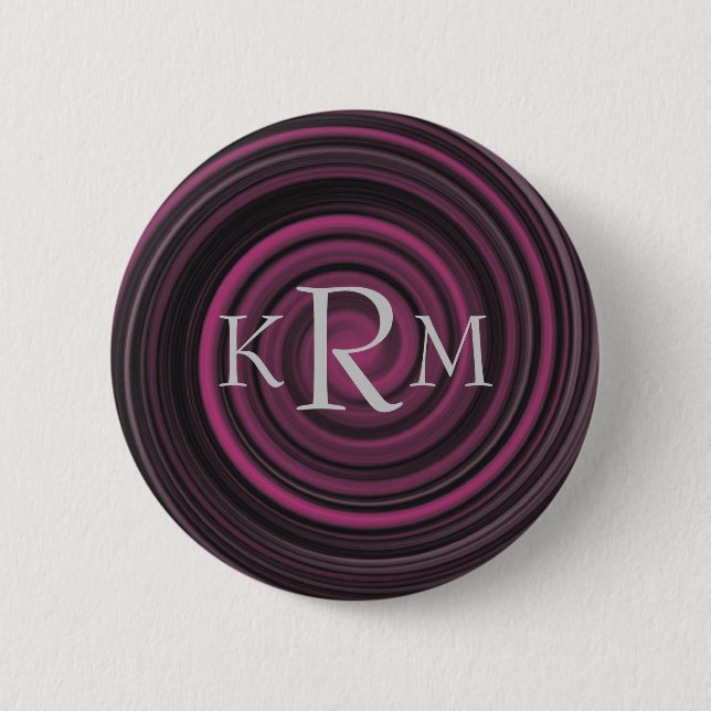 Monogramm Ihre Initialen Pflaumenwirbel Personalis Button (Vorderseite)
