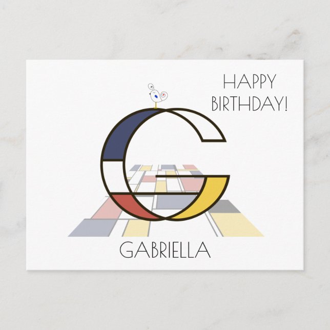 Monogramm im modernen Kunststil. Buchstabe G Postkarte (Vorderseite)