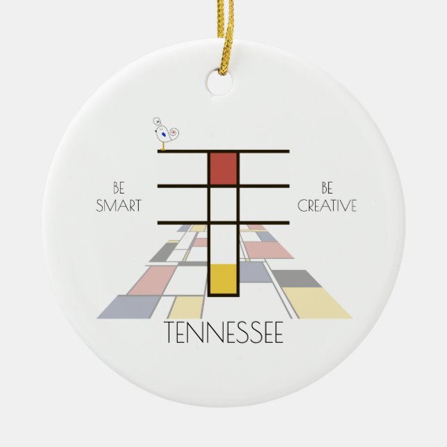 Monogramm im modernen Kunststil. Buchstabe T Keramik Ornament (Vorne)