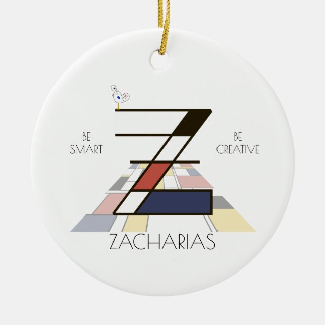 Monogramm im modernen Kunststil. Buchstabe Z Keramik Ornament (Vorne)