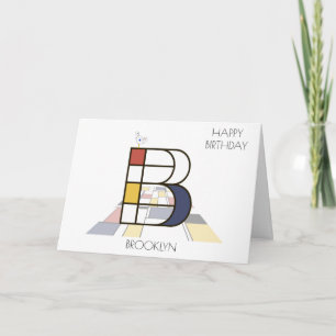 Monogramm im Neoplastikstil. Buchstabe B Karte