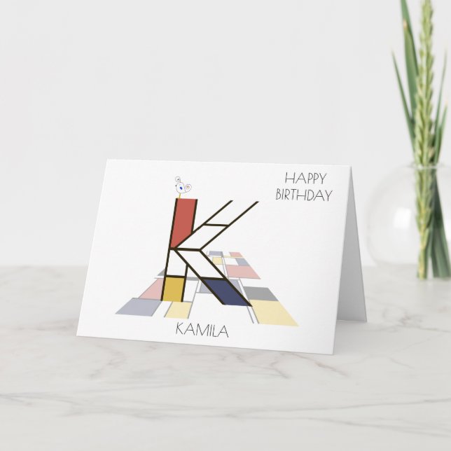 Monogramm im Neoplastikstil. Buchstabe K Karte (Vorderseite)