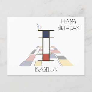 Monogramm im Stil der modernen Kunst. Buchstabe I Postkarte