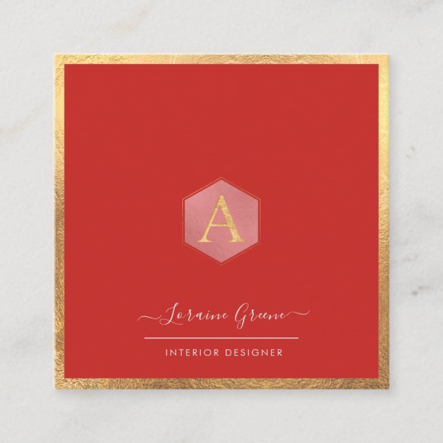 MONOGRAMM-IMITAT-GOLDordnung+DIY FARBE Quadratische Visitenkarte (Vorderseite)