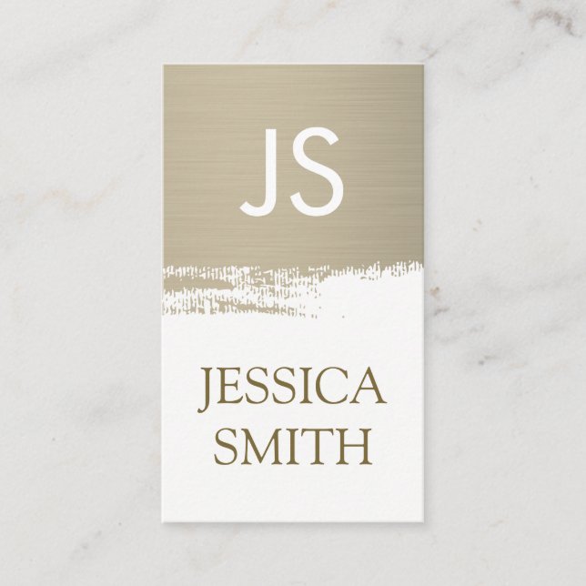 Monogramm Imitate Metallic Bürste Visitenkarte (Vorderseite)
