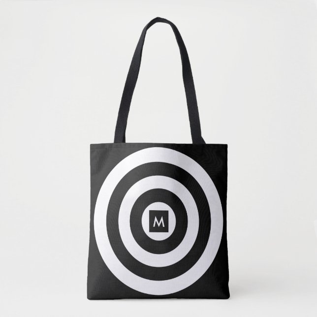 Monogramm in den schwarzen und weißen Kreisen Tasche (Vorderseite)