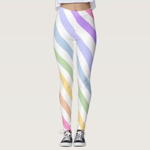 Monogramm in der weiß-Circle-Pastel-Rainbow-Streif Leggings