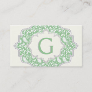 Monogramm in einem Rahmen mit grünem, weißem Pisle Visitenkarte