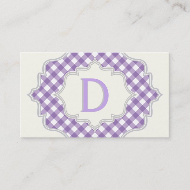 Monogramm in einem Rahmen mit lila, weißem Pisley Visitenkarte (Vorderseite)