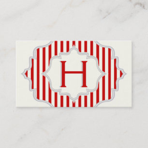 Monogramm in einem Rahmen mit roten, weißen Streif Visitenkarte