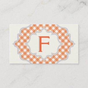 Monogramm in einem Rahmen, orangefarbenes, weißes Visitenkarte