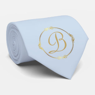 Monogramm in Gold mit Unendlichkeitskreis in Blau  Krawatte