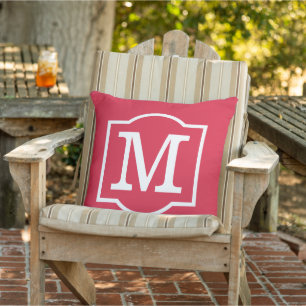 Monogramm in klassischem Rot und Weiß Kissen