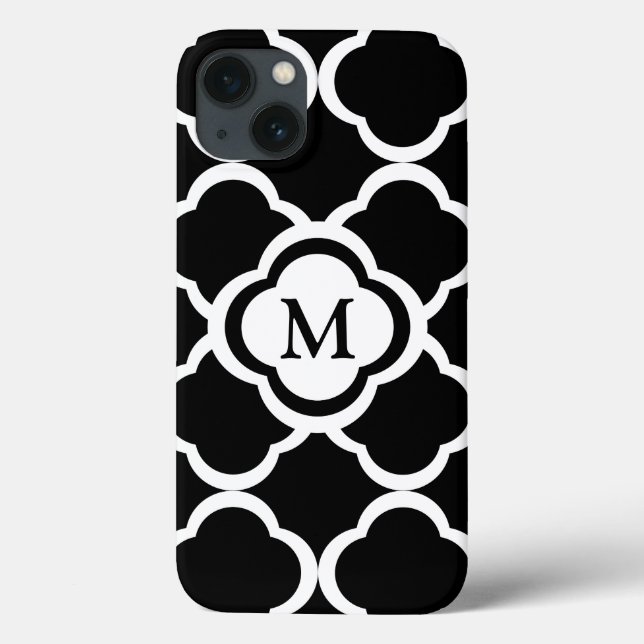 Monogramm in Schwarz und Weiß Case-Mate iPhone Hülle (Rückseite)
