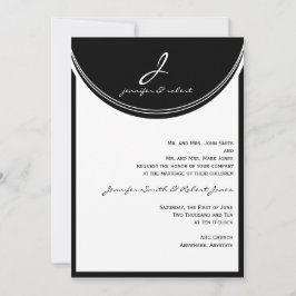 Monogramm in Schwarz-Weiß-Hochzeit Einladung