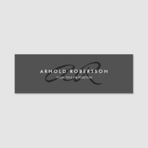 Monogramm individuell anpassen Einfache graue schw Namensschild