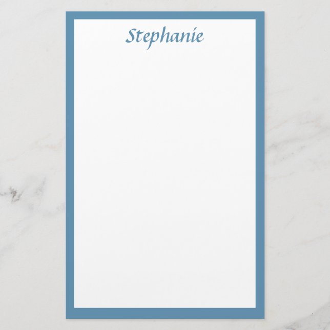 Monogramm Individuelle Name Color Dusty Blue Weddi Briefpapier (Vorderseite)