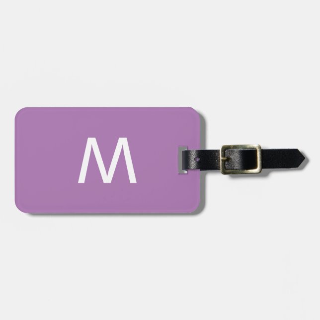 Monogramm Individuelle Name Fett Lila Lavendel Wei Gepäckanhänger (Vorderseite horizontal)
