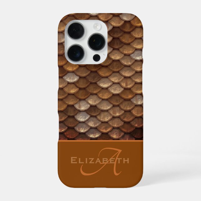 Monogramm Individuelle Name Metallische Meerjungen iPhone 16 Pro Hülle (Rückseite)