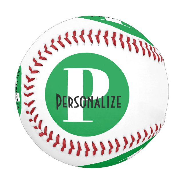 Monogramm Individuelle Name Personalisiert grün Baseball (Vorderseite Links)