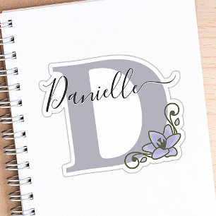 Monogramm Individuelle Name Romantische Lilie Blum Aufkleber