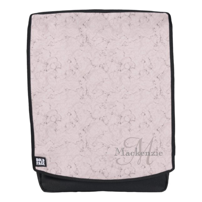 Monogramm-Individuelle Name Rosa graue Marmorgesta Rucksack (Vorderseite)