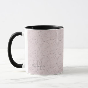 Monogramm-Individuelle Name Rosa graue Marmorgesta Tasse