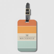 Monogramm Individuelle Name Streifen Peach Blue Co
