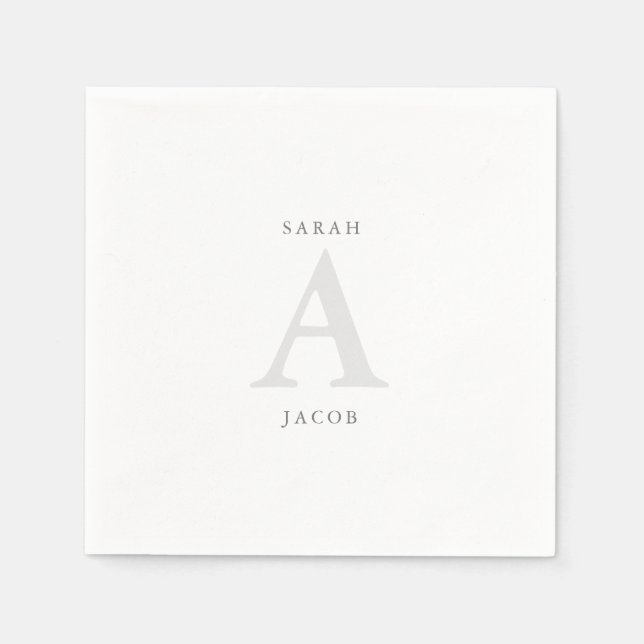 Monogramm-Individuelle Namen Hochzeitcocktail Serviette (Vorderseite)